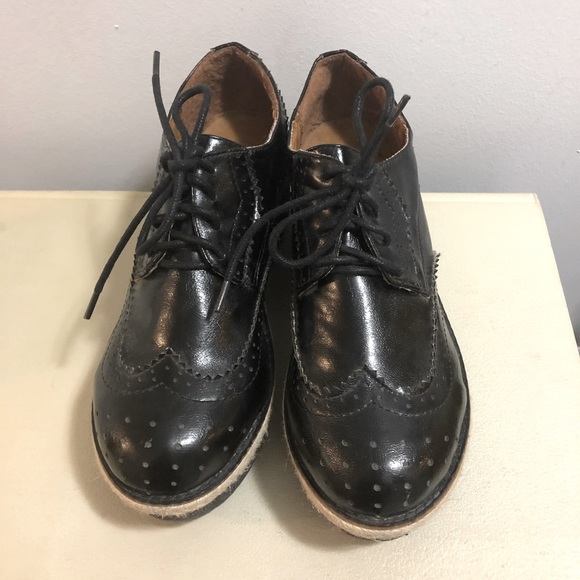 C LABEL Platform Shoes, Black. Size 7.5 Leather - Picture 1 of 5